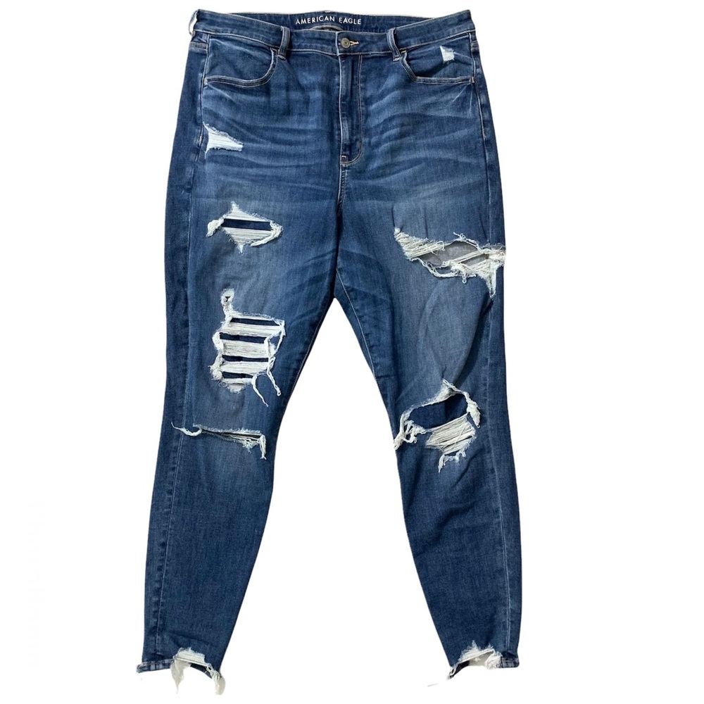 2021 American Eagle Highest Rise Jegging Next Level Stretch Destroyed Chewed Hem
